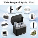 Delipow AA 4000mWh lithium batteries and fast charger powering Blink outdoor camera, Xbox controller, solar garden lights, and video doorbell