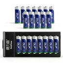 Delipow 8‑bay smart battery charger for AA and AAA 1.2V NiMH NiCD rechargeable batteries with included AA NiMH batteries