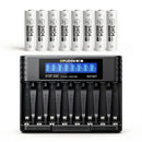 Delipow 8-slot LCD smart battery charger set with 8pcs AA 3404mWh high capacity 1.5V lithium rechargeable batteries for household devices