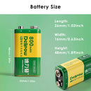 Delipow 9V lithium‑ion battery dimension diagram – 48.5mm height, 26.5mm width, 17.5mm depth, standard 9V size