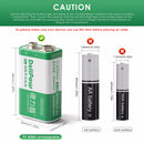 Delipow 9V lithium ion battery safety features – built-in PCM protection circuit, overcharge protection, over-discharge protection, short circuit protection, temperature protection