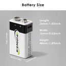 Delipow 9V lithium battery dimension diagram – 48.5mm height, 26.5mm width, 17.5mm depth, standard 9V size