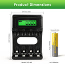 Delipow AA 1500mAh battery and 4 slot LCD charger with ruler – AA 50x14mm, charger 95x50x35mm
