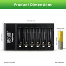 Delipow AA 1500mAh battery and 6-bay USB fast charger with ruler – AA 50x14mm, charger 105x110x30mm