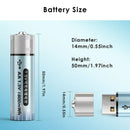 Delipow AA 1800mWh USB-C lithium battery dimension diagram – 50.0mm height, 14.0mm diameter, standard AA size
