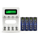 Delipow AA 3300mAh NiMH low self‑discharge batteries with LCD 4‑bay smart battery charger