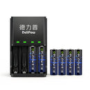 Delipow AA NiMH rechargeable batteries 3300mAh with charger kit, pre‑charged, 1200 cycles