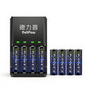 Delipow AA NiMH rechargeable batteries 3300mAh with charger kit, pre‑charged, 1200 cycles