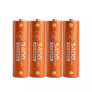 Delipow AA 3400mWh 1.5V high power lithium rechargeable batteries, 1500+ cycles, constant voltage output, double A batteries