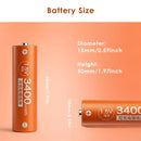 Delipow AA 3400mWh lithium battery dimension diagram – 50.0mm height, 14.0mm diameter, standard AA size