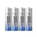 Delipow AA 4000mWh 1.5V ultra‑high capacity lithium rechargeable batteries, Li‑ion, 1500+ cycles, high power