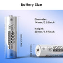 Delipow AA 4000mWh lithium battery dimension diagram – 50.0mm height, 14.0mm diameter, standard AA size