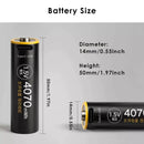 Delipow AA 4070mWh USB-C lithium battery dimension diagram – 50.0mm height, 14.0mm diameter, standard AA size with integrated USB-C port