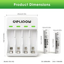 Delipow AA and AAA lithium batteries with smart starter charger and ruler – AA 50x14mm, AAA 44x10mm, charger 150x100x30mm