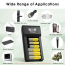 Delipow mega combo AA and AAA batteries with 6 bay fast charger powering entire household – cameras, remotes, toys, phones, keyboards, mice, flashlights