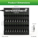 Delipow AA lithium battery and 20‑bay fast charger with ruler – AA 50x14mm, charger 360x200x48mm, enterprise footprint