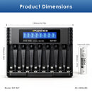 Delipow AA lithium battery and 8-slot LCD charger with ruler – AA 50x14mm, charger 210x130x38mm