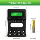 Delipow AAA 1000mAh battery and 4 bay LCD charger with ruler – AAA 44.5x10.5mm, charger 95x50x35mm
