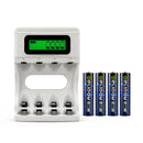 Delipow AAA 1100mAh low self‑discharge NiMH batteries with LCD 4‑bay charger for AA AAA 9V