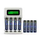Delipow AAA 1100mAh low self‑discharge NiMH batteries with LCD 4‑bay charger for AA AAA 9V