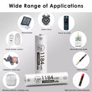 Delipow AAA lithium 1184mWh batteries powering TV remote, wireless doorbell, baby monitor, and digital thermometer