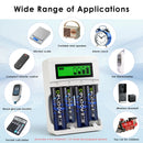 Delipow AAA batteries and LCD charger powering smoke detector, medical thermometer, and 9V smoke alarm