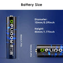 Delipow AAA battery dimension diagram – 44.5mm height, 10.5mm diameter, standard AAA size