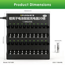 Delipow AAA lithium battery and 20‑bay smart charger with ruler – AAA 44x10mm, charger 360x200x45mm, commercial footprint