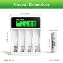 Delipow AAA lithium battery and 4-bay LCD charger with ruler – AAA 44x10mm, charger 190x120x40mm