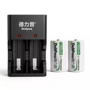 Delipow D rechargeable batteries with 2‑bay universal charger, USB quick charging for AA AAA C D NiMH NiCD