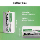 Delipow D battery dimension diagram – 61.5mm height, 33.0mm diameter, standard D size