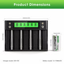 Delipow D battery and 4‑bay LCD charger with measurement scale – D cell 61.5x33mm, charger 190x120x40mm