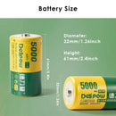 Delipow D cell battery dimension diagram – 61.5mm height, 33.0mm diameter, standard D size