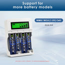 Delipow LCD 4‑bay charger compatible with AA, AAA, and 9V NiMH NiCD 1.2V/9V rechargeable batteries