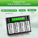 Delipow 4‑bay LCD smart charger compatible with AA, AAA, C, D NiMH NiCD 1.2V rechargeable batteries