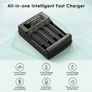 Delipow smart charger safety icons – overcharge, short circuit, reverse polarity, overcurrent, overheat protection