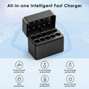 Delipow smart 1.5V AA lithium charger powered via USB-C from power bank, laptop, wall adapter, and car charger