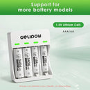 Delipow smart charger compatible with 1.5V lithium and 1.2V NiMH NiCD AA/AAA rechargeable batteries