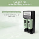 Delipow USB smart charger compatible with 3.7V Li-ion 18350, 16340, 14500, 18650 rechargeable flat top and button top batteries