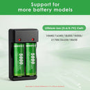 Delipow USB smart charger compatible with 3.7V Li-ion 26650, 18650, 21700, 14500 rechargeable flat top batteries