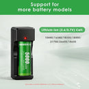 Delipow USB smart charger compatible with 3.7V Li-ion 26650, 18650, 21700, 14500 rechargeable flat top batteries
