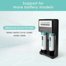 Delipow USB smart charger compatible with 14430, 10440, 16340, 14500, 18650 3.7V Li-ion rechargeable batteries – NOT for NiMH/NiCD