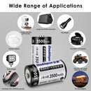 Wide applications of Doublepow 1.2V D size 3500mAh NiMH rechargeable button top batteries for gas stove igniters, flashlights, and portable radios.