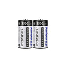 Doublepow 1.2V D size 3500mAh NiMH rechargeable button top battery with high capacity and anti-leak explosion-proof safety for gas stoves, flashlights, and radios.
