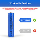 Doublepow 10440 battery button top and flat top comparison showing positive terminal types for pen lights, laser pointers, solar lights and EDC devices