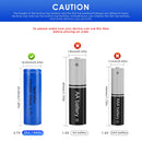 Doublepow 14430 battery button top 44mm and flat top 42mm comparison showing positive terminal types for solar lights, flashlights, RC toys, shavers and EDC devices