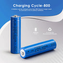 Doublepow 14500 battery cycle life and capacity chart showing 600mAh capacity and 2.22Wh energy performance