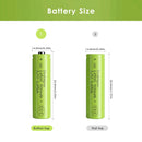 Doublepow 14500 battery dimensions diagram showing 14mm diameter and 50mm height specifications for flat top and button top versions