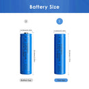 Doublepow 14500 battery dimensions diagram showing 14mm diameter and 50mm height specifications for flat top and button top versions