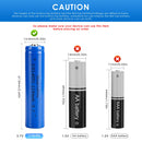 Doublepow 14650 battery button top 67mm and flat top 65mm comparison showing positive terminal types for flashlights, power tools, RC toys and DIY battery packs